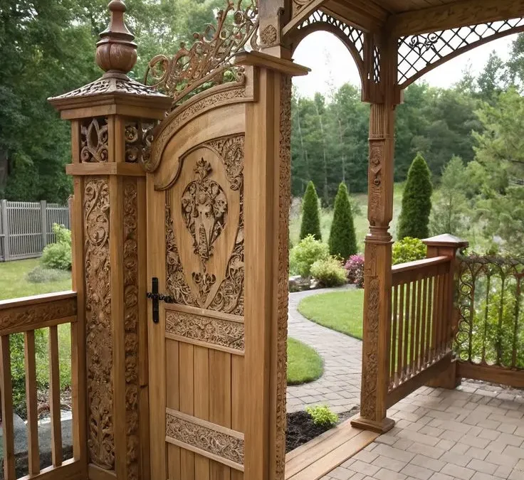 دروازه عابر پیاده چوب و فرفورژه | زیباترین مدل‌های ترکیبی چوب و آهن سفارشی