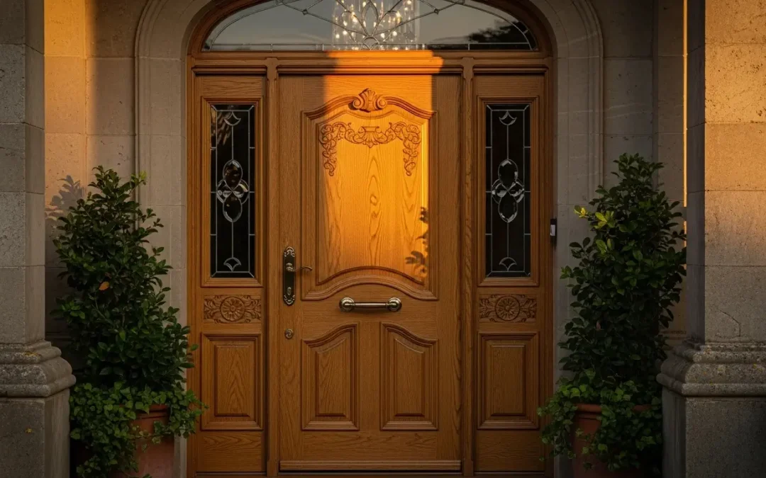 درب ورودی بلوط تمام چوب سفارشی صنایع چوب فن و هنر