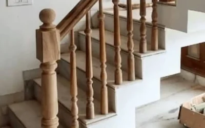 طراحی و اجرای نرده چوبی پله با چوب بلوط (Oak Stair Railing) + استانداردهای فنی فن و هنر